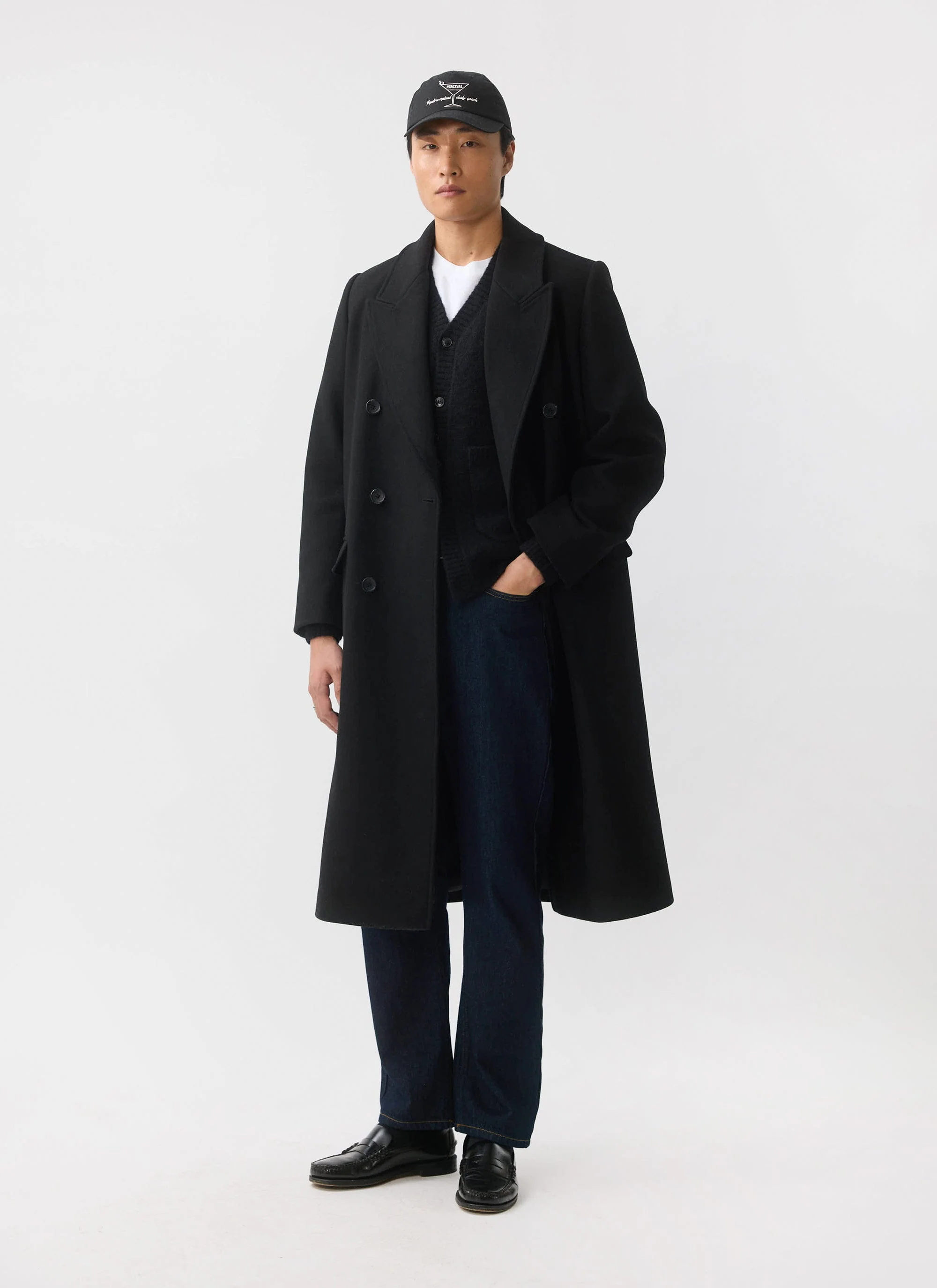 Double Breasted Overcoat | Wool | Black - Image 2